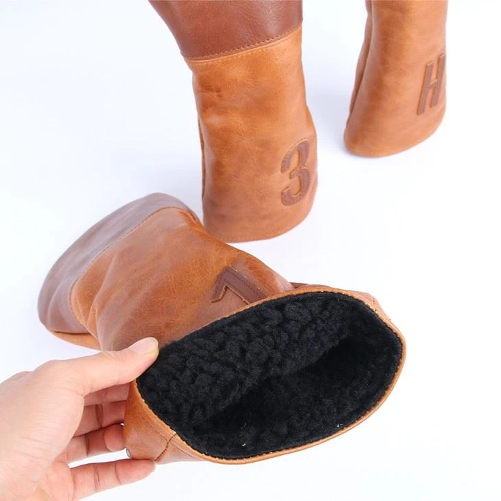 Leather Golf Club Head Covers - 3 Pack Set